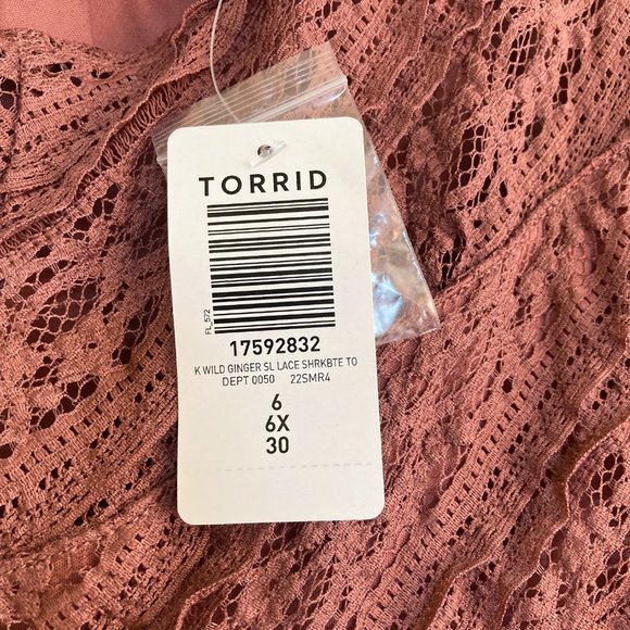 NWT Torrid Lace Top Blouse Size 6 Plus Size Mauve - Picture 2 of 4